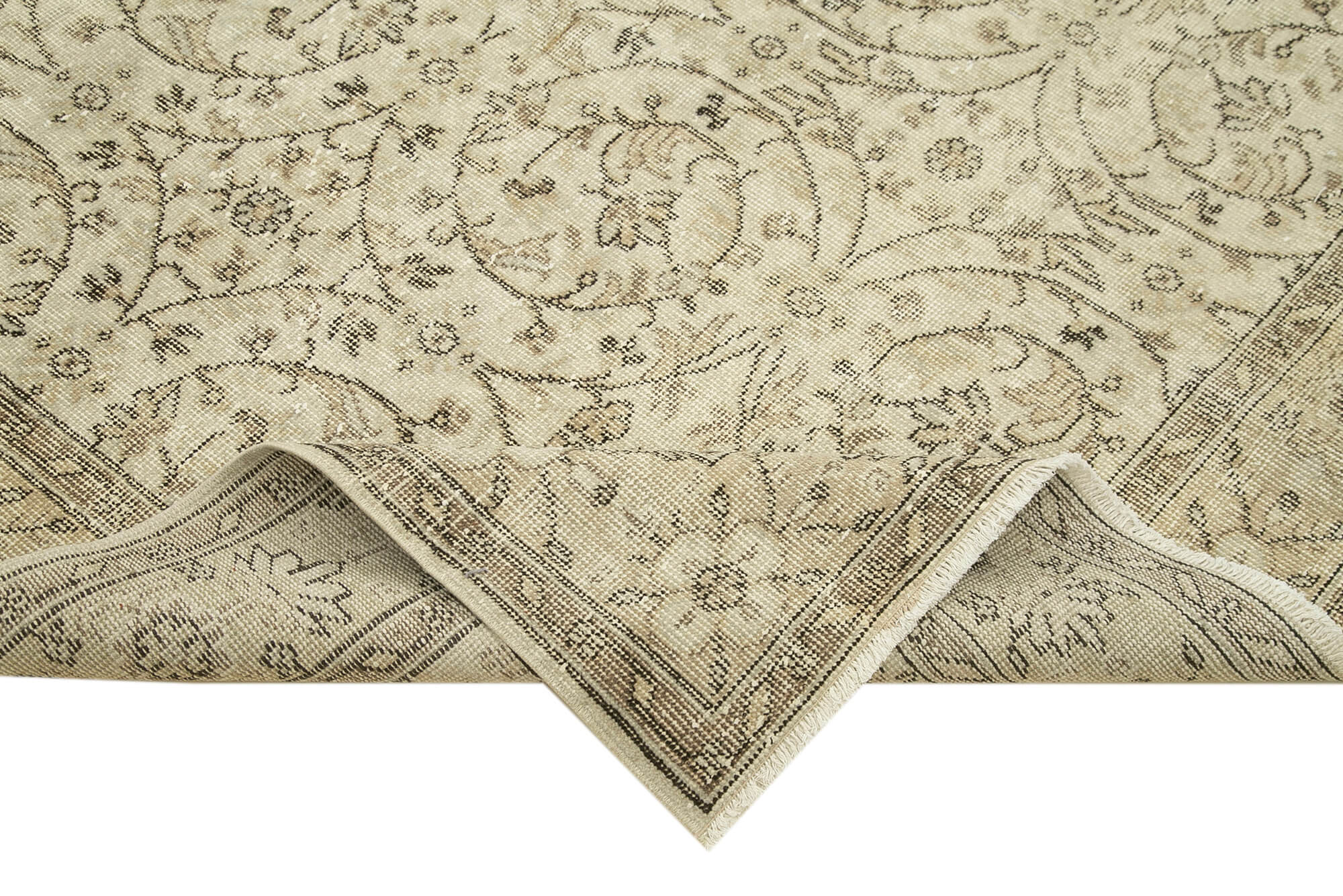 6x10 Beige Turkish Vintage Area Rug - 39091