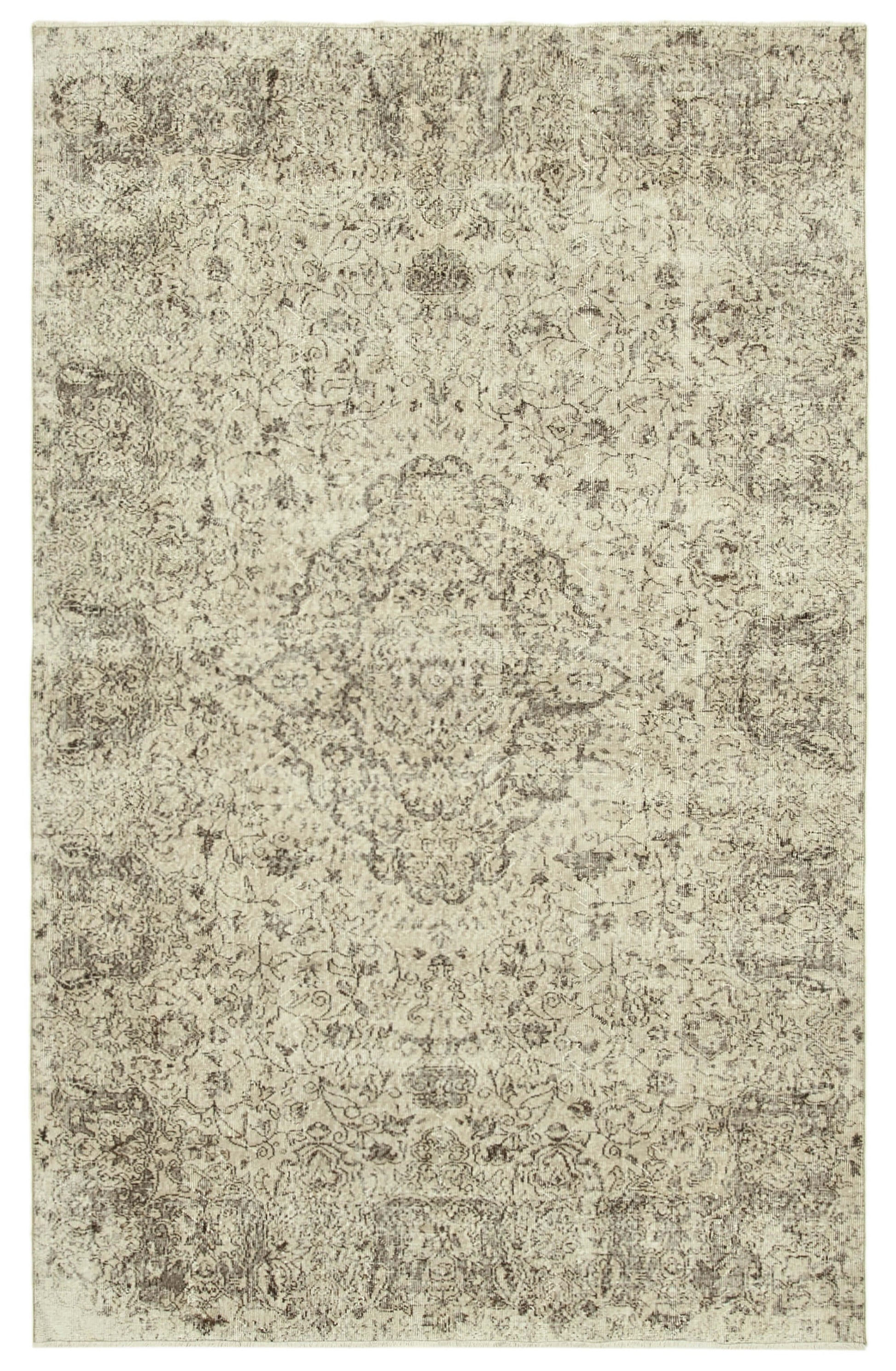 6x10 Beige Turkish Vintage Area Rug - 39096