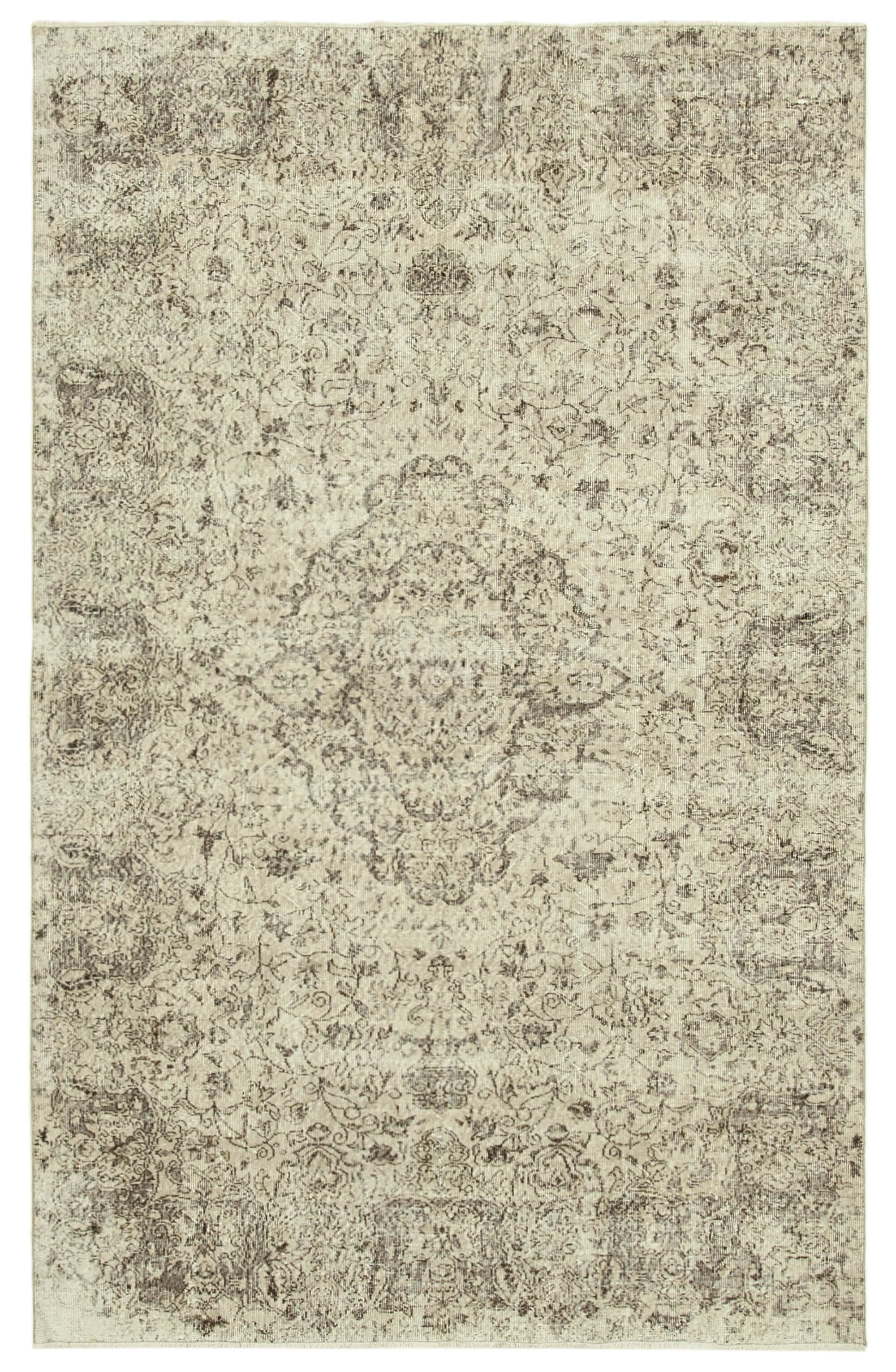 6x10 Beige Turkish Vintage Area Rug - 39096