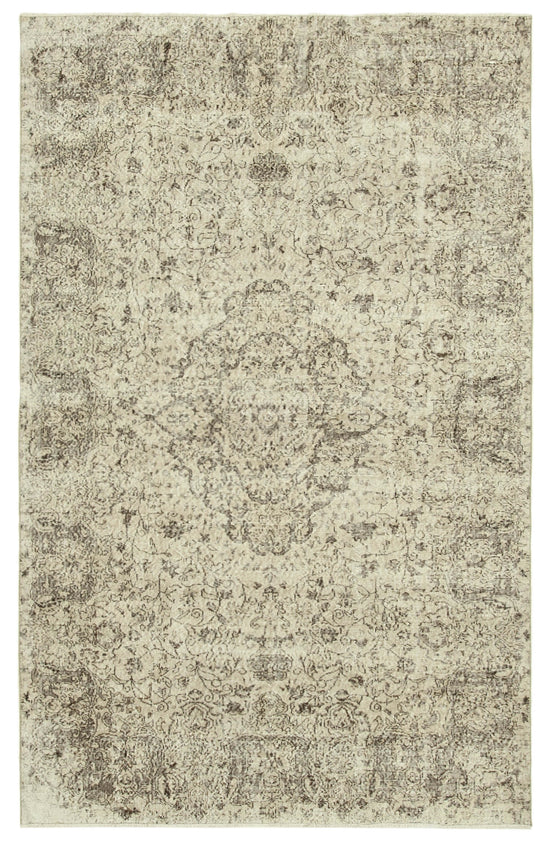 6x10 Beige Turkish Vintage Area Rug - 39096