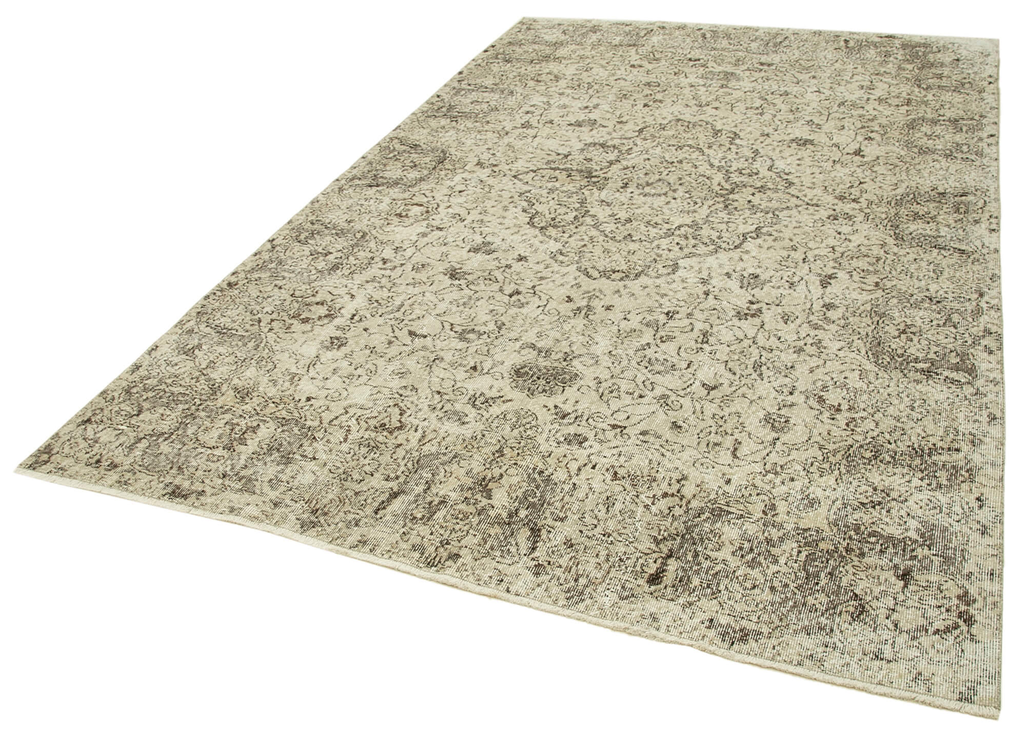 6x10 Beige Turkish Vintage Area Rug - 39096