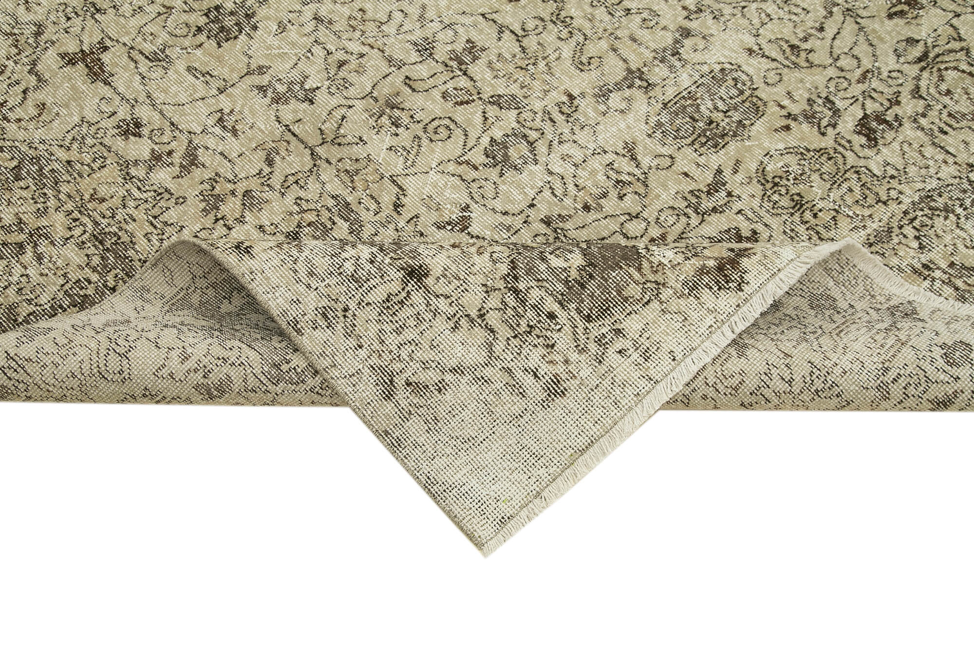 6x10 Beige Turkish Vintage Area Rug - 39096