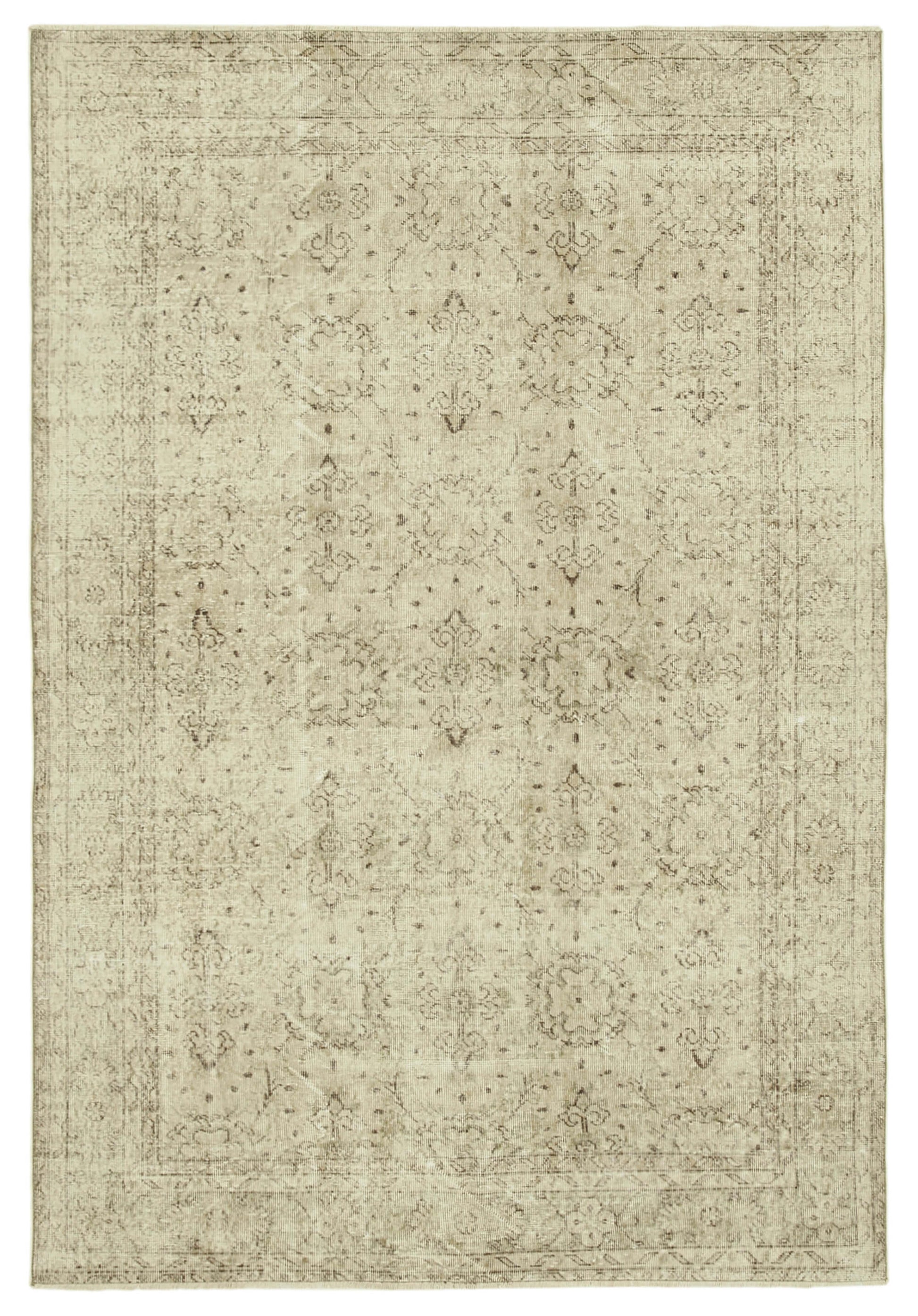 6x10 Beige Turkish Vintage Area Rug - 39098