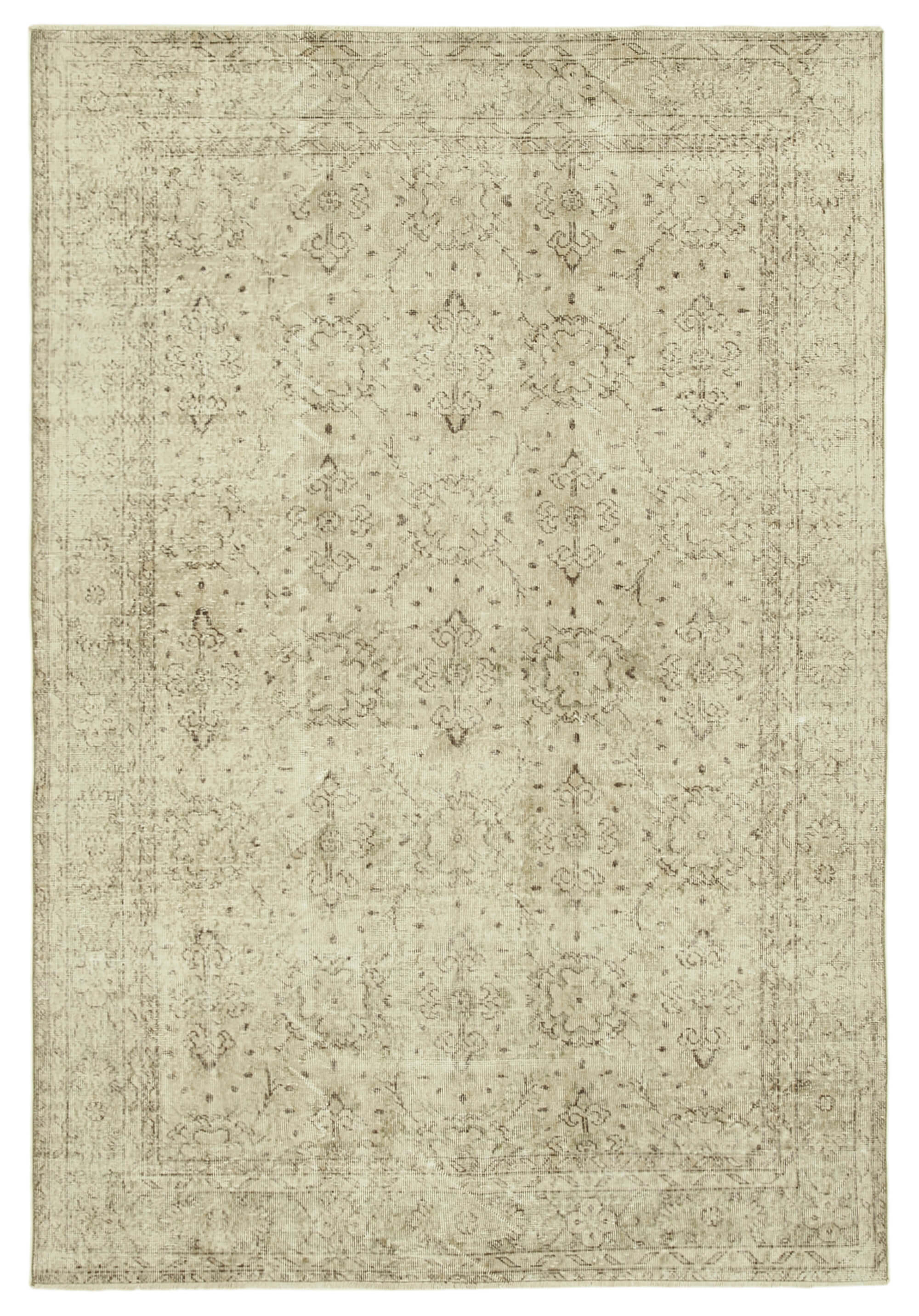 6x10 Beige Turkish Vintage Area Rug - 39098