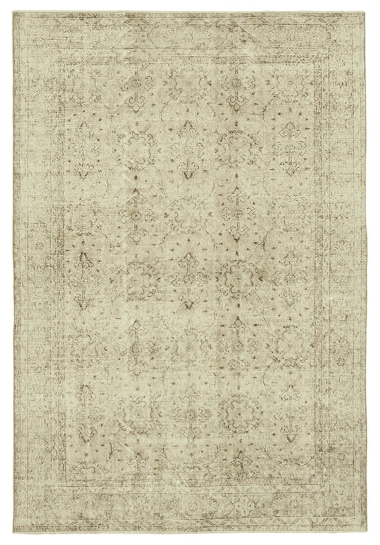 6x10 Beige Turkish Vintage Area Rug - 39098