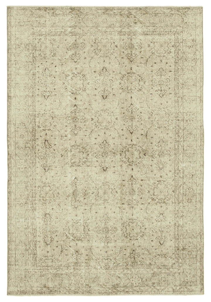 6x10 Beige Turkish Vintage Area Rug - 39098