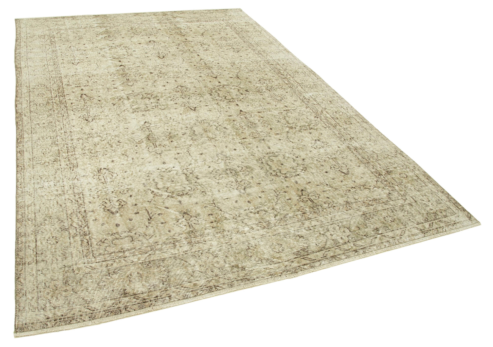 6x10 Beige Turkish Vintage Area Rug - 39098