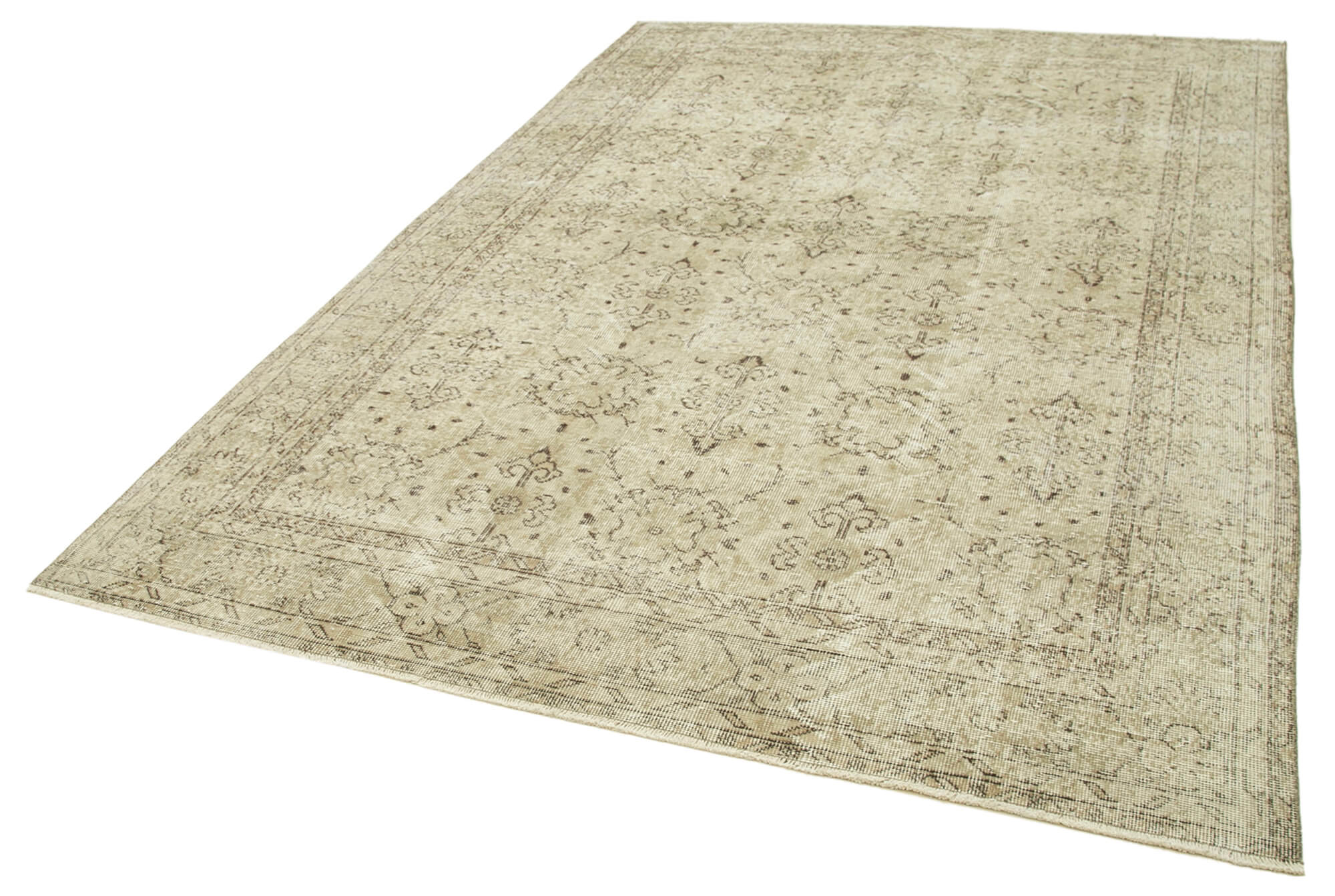 6x10 Beige Turkish Vintage Area Rug - 39098