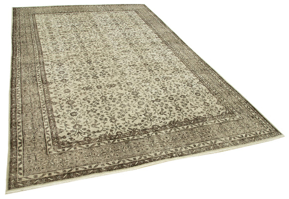 7x10 Beige Turkish Vintage Area Rug - 39100