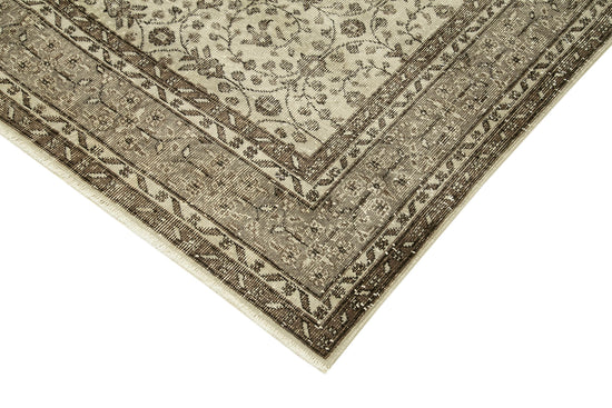 7x10 Beige Turkish Vintage Area Rug - 39100