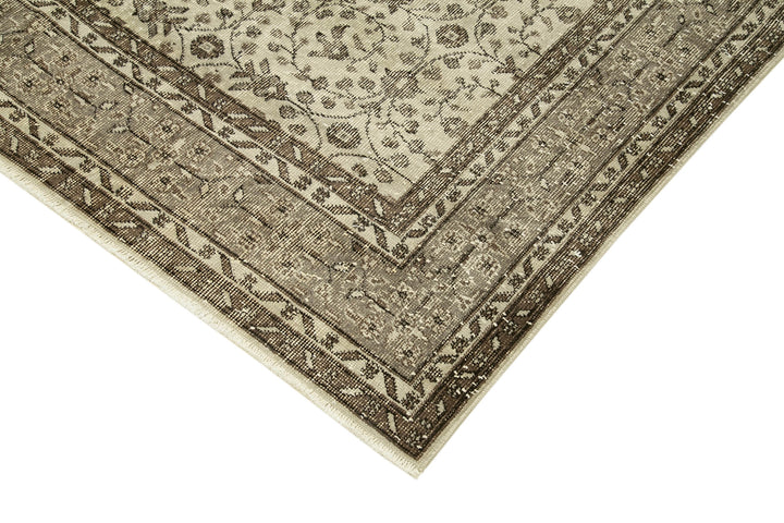 7x10 Beige Turkish Vintage Area Rug - 39100