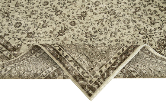 7x10 Beige Turkish Vintage Area Rug - 39100