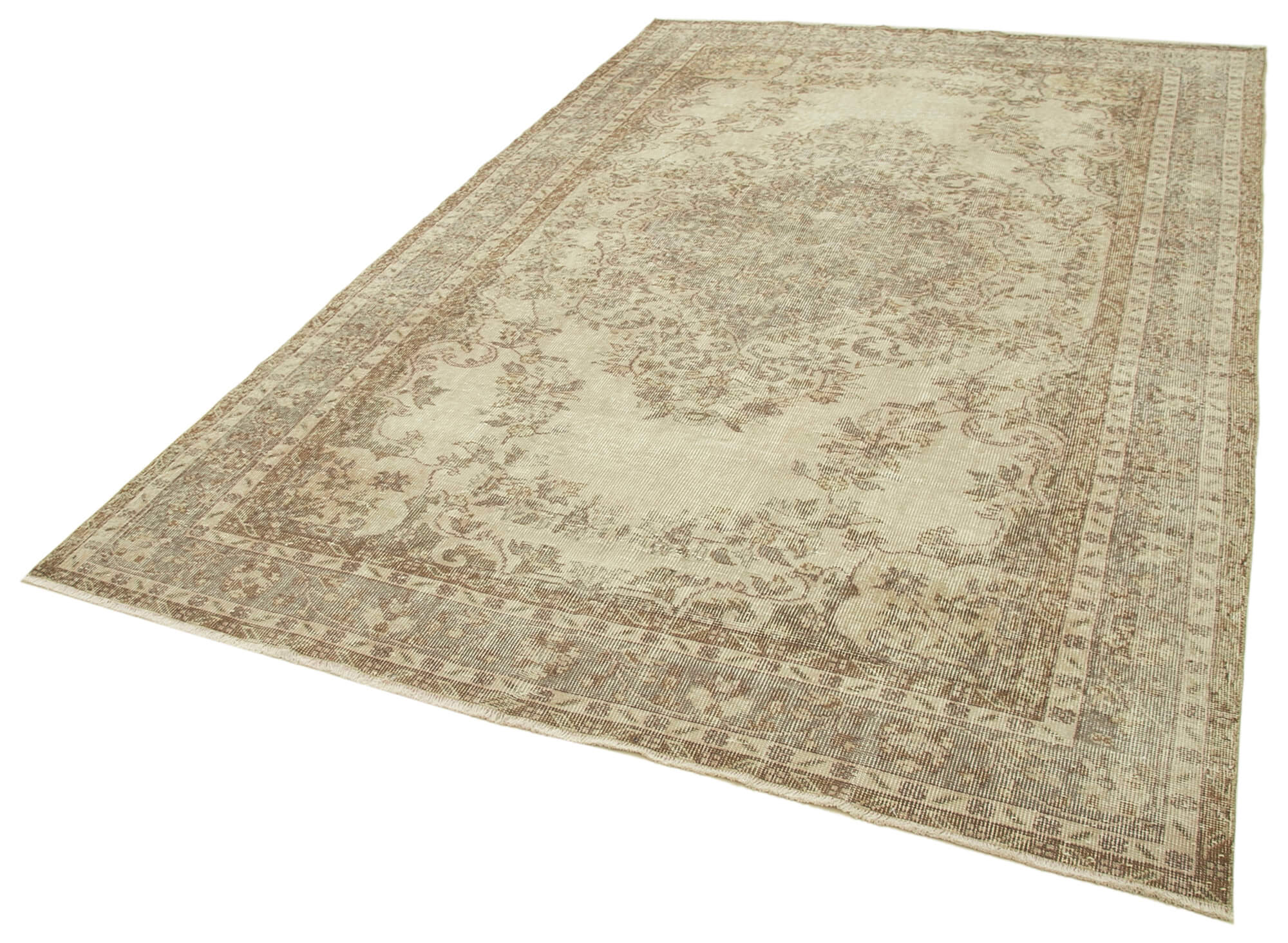 6x10 Beige Turkish Vintage Area Rug - 39102