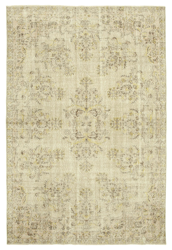 7x10 Beige Turkish Vintage Area Rug - 39105