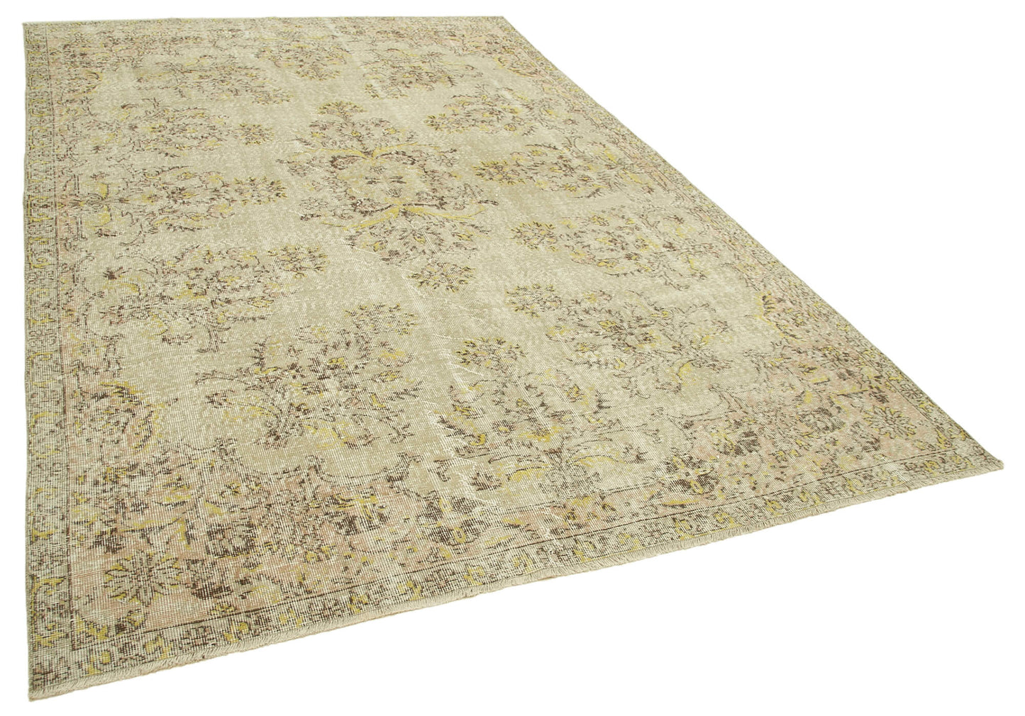 7x10 Beige Turkish Vintage Area Rug - 39105