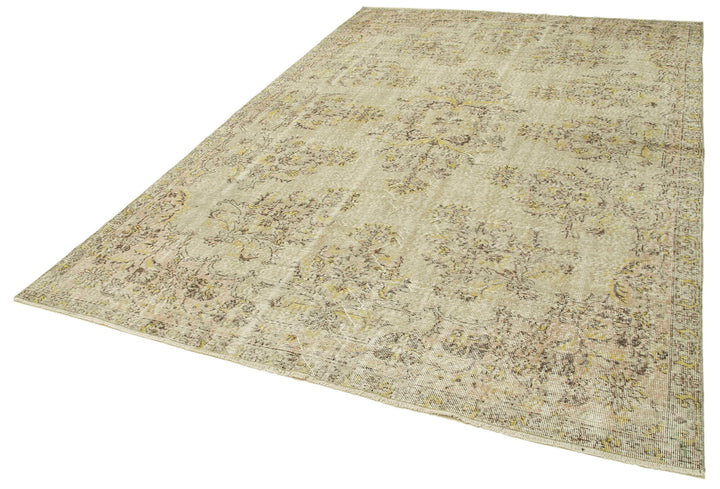 7x10 Beige Turkish Vintage Area Rug - 39105