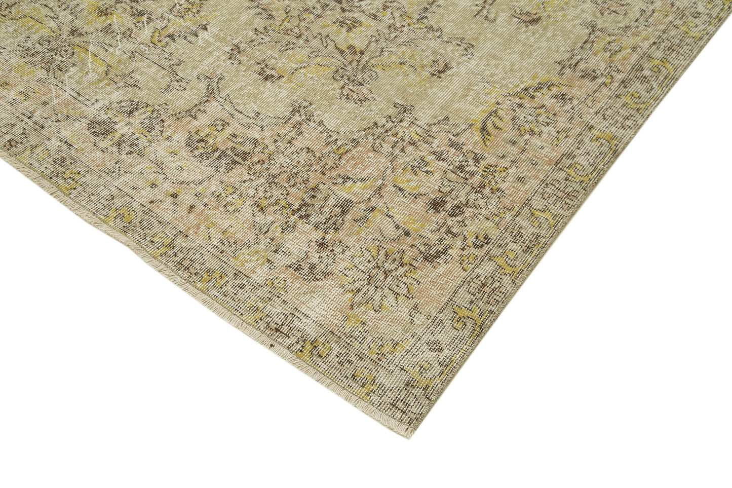 7x10 Beige Turkish Vintage Area Rug - 39105
