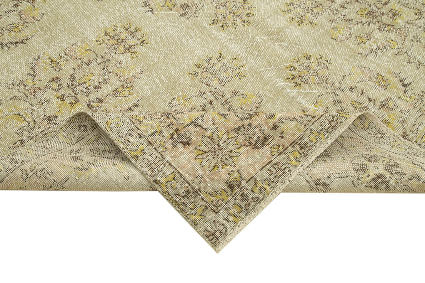 7x10 Beige Turkish Vintage Area Rug - 39105