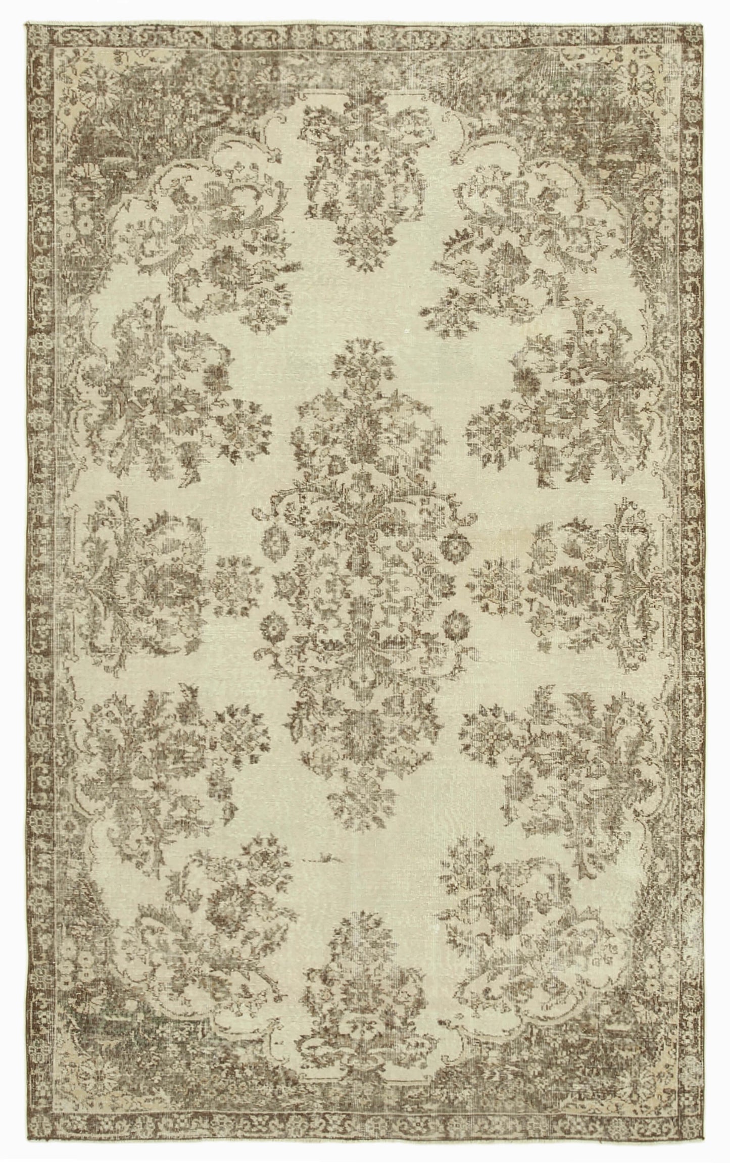6x10 Beige Turkish Vintage Area Rug - 39119