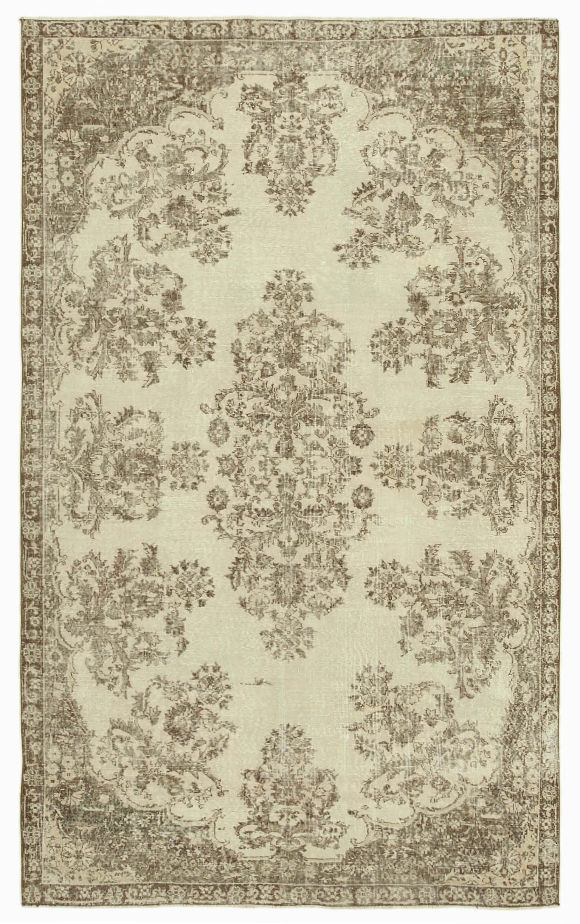 6x10 Beige Turkish Vintage Area Rug - 39119