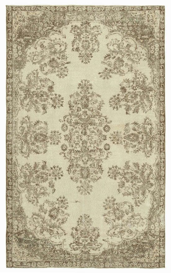 6x10 Beige Turkish Vintage Area Rug - 39119