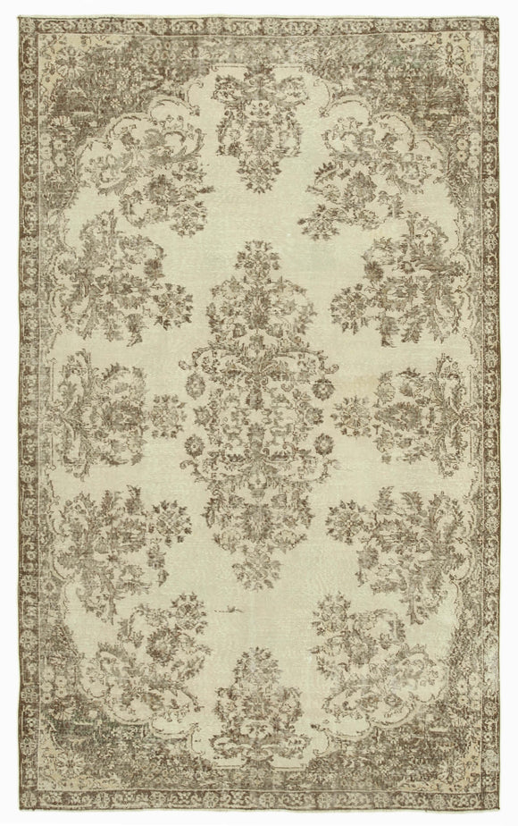 6x10 Beige Turkish Vintage Area Rug - 39119