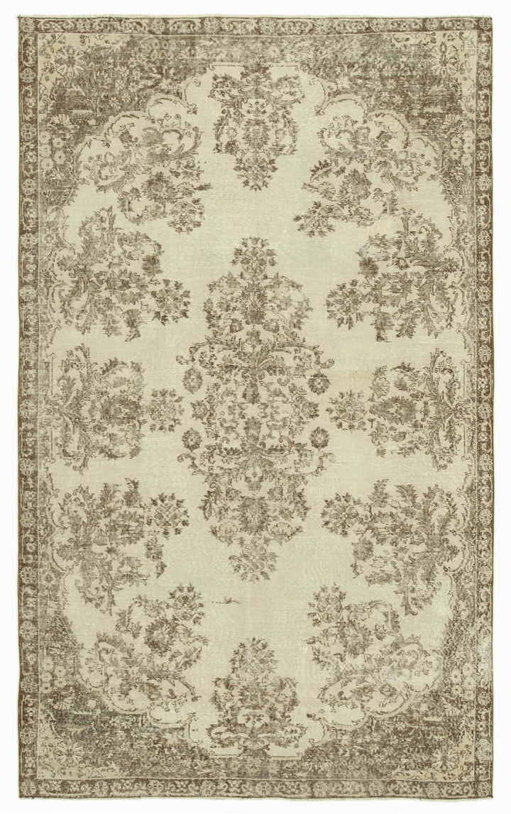 6x10 Beige Turkish Vintage Area Rug - 39119