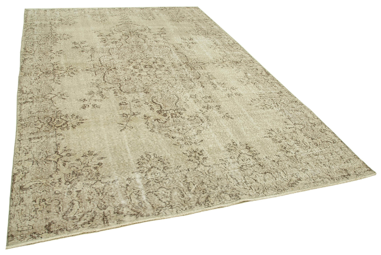 7x10 Beige Turkish Vintage Area Rug - 39287