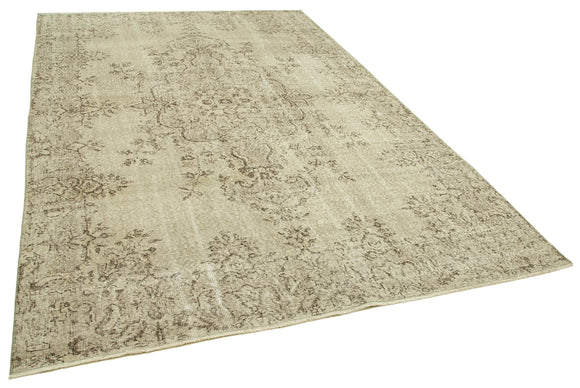 7x10 Beige Turkish Vintage Area Rug - 39287