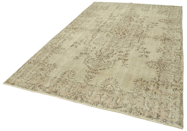 7x10 Beige Turkish Vintage Area Rug - 39287