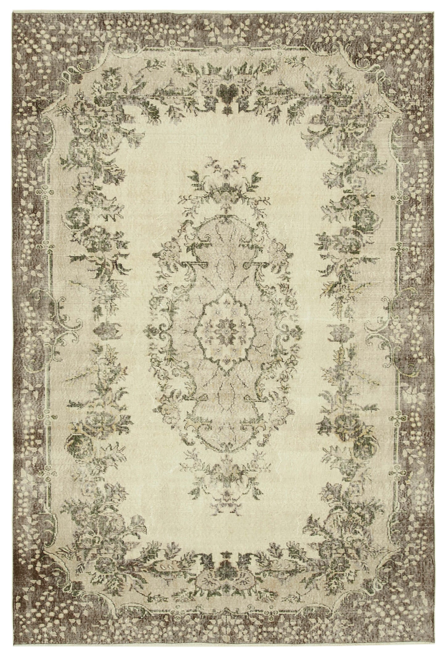 7x10 Beige Turkish Vintage Area Rug - 39290