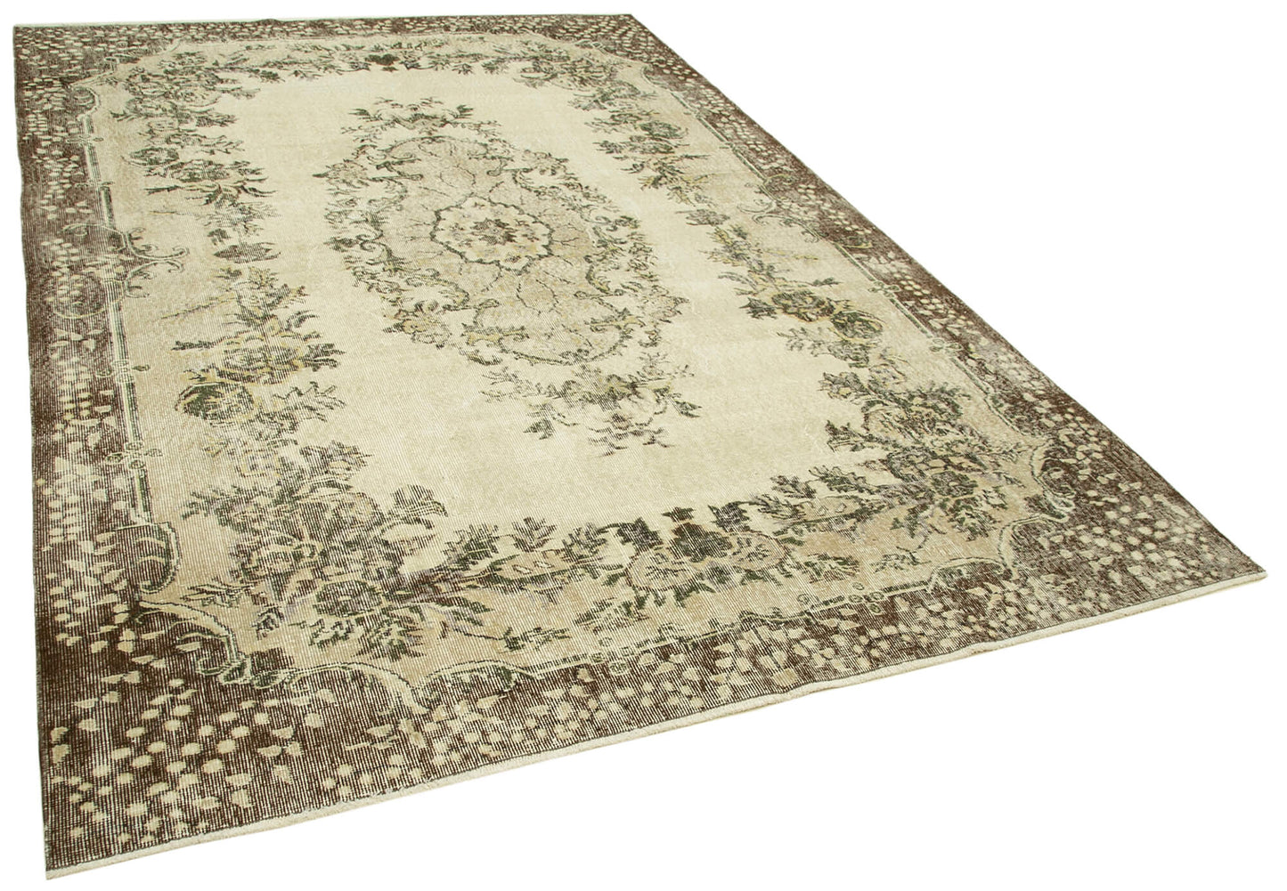 7x10 Beige Turkish Vintage Area Rug - 39290