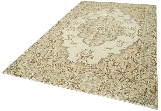 7x10 Beige Turkish Vintage Area Rug - 39291