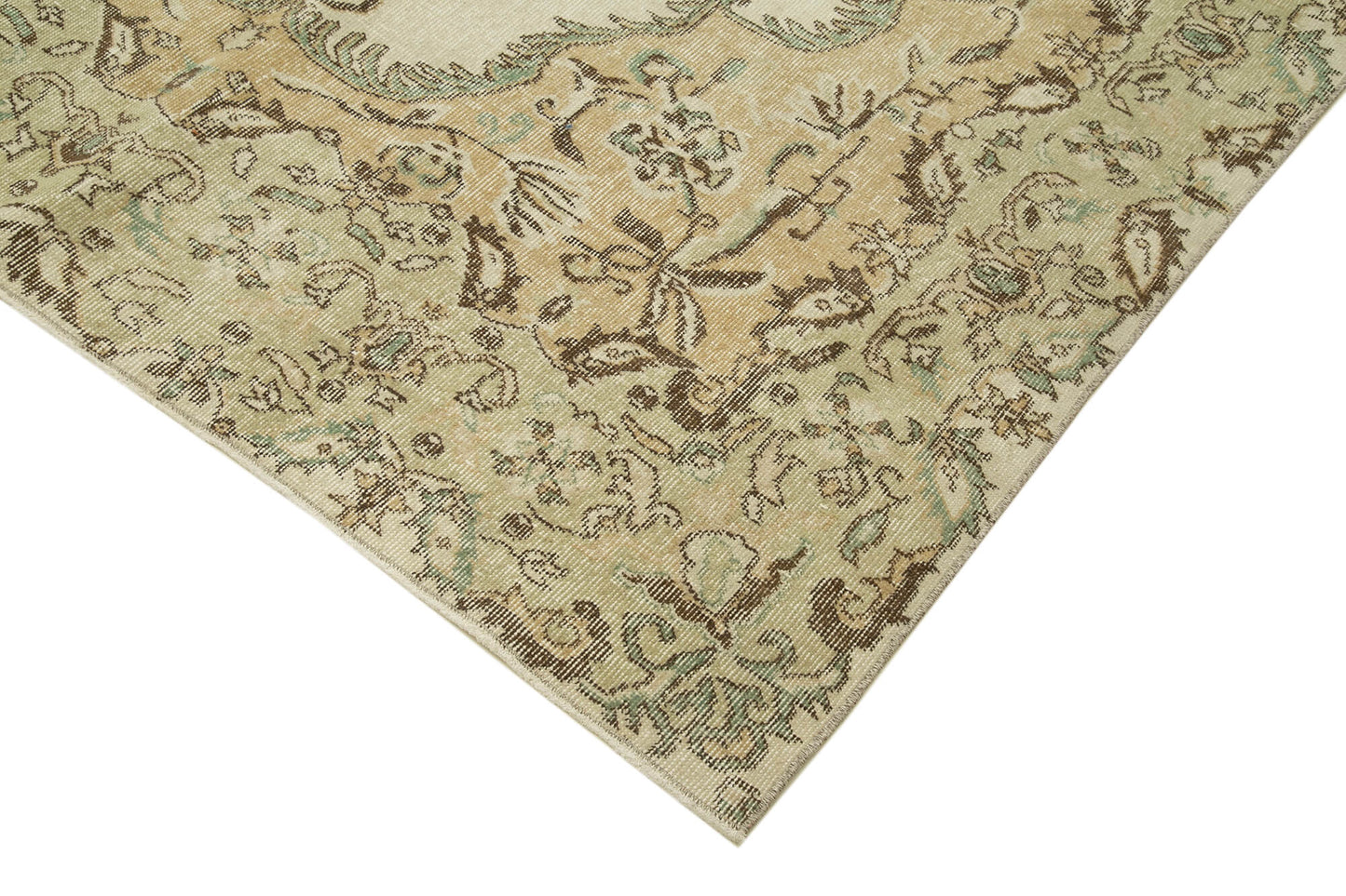 7x10 Beige Turkish Vintage Area Rug - 39291