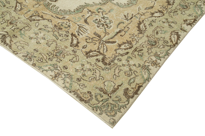 7x10 Beige Turkish Vintage Area Rug - 39291