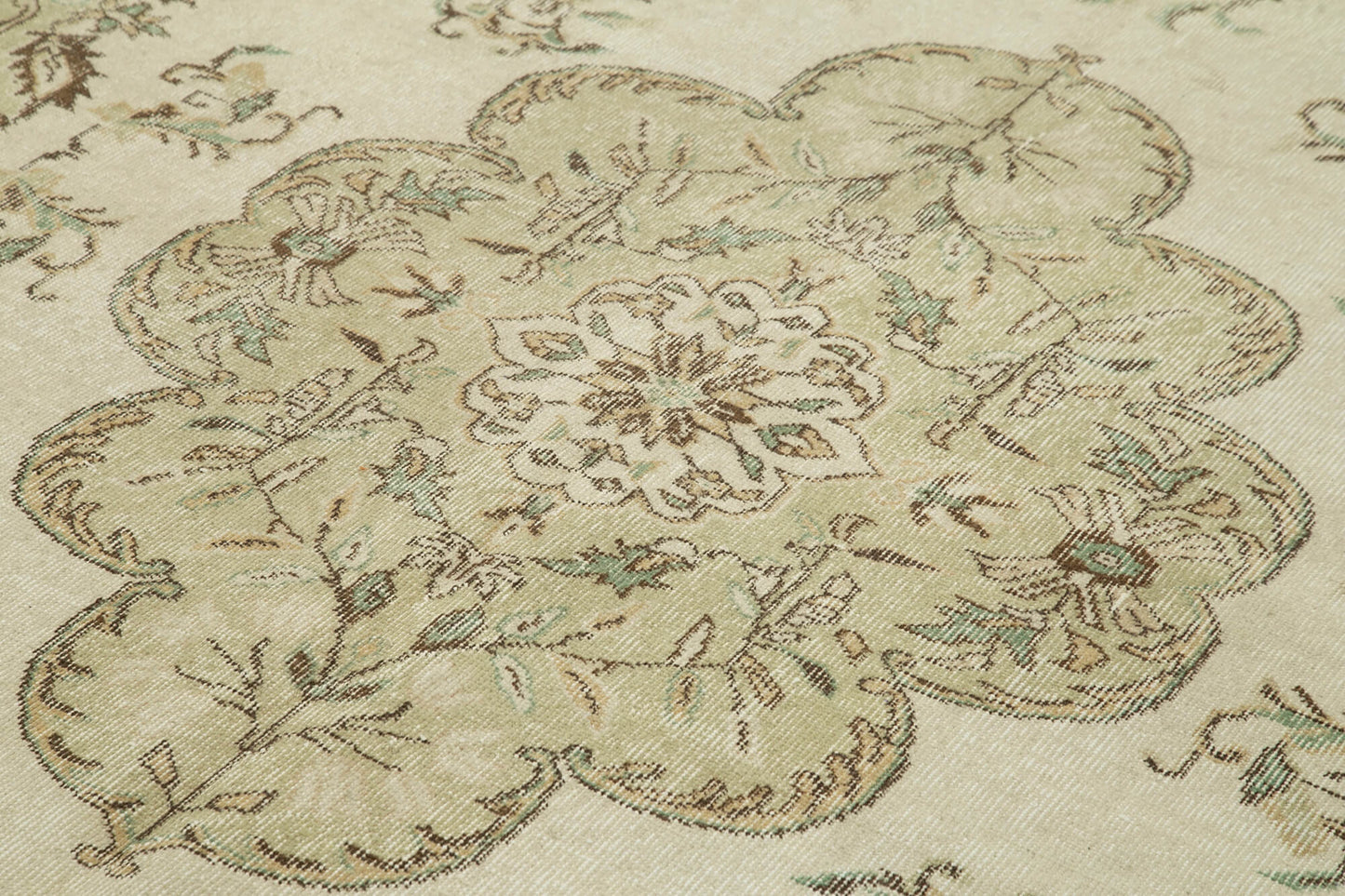 7x10 Beige Turkish Vintage Area Rug - 39291