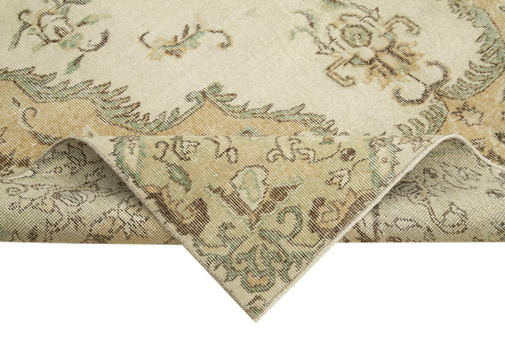 7x10 Beige Turkish Vintage Area Rug - 39291