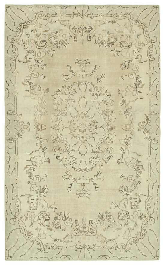 6x10 Beige Turkish Vintage Area Rug - 39293