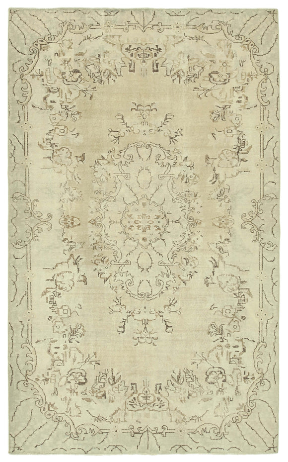 6x10 Beige Turkish Vintage Area Rug - 39293