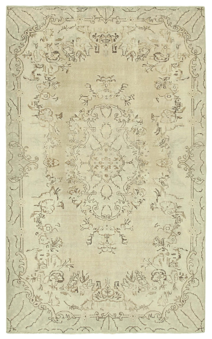 6x10 Beige Turkish Vintage Area Rug - 39293