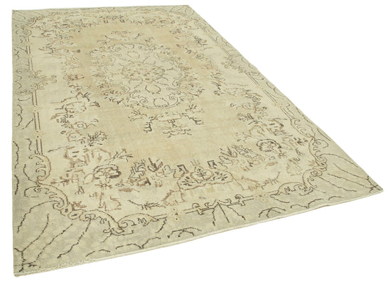 6x10 Beige Turkish Vintage Area Rug - 39293