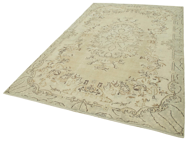 6x10 Beige Turkish Vintage Area Rug - 39293