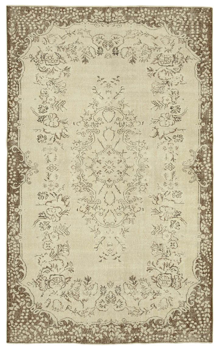 6x10 Beige Turkish Vintage Area Rug - 39294