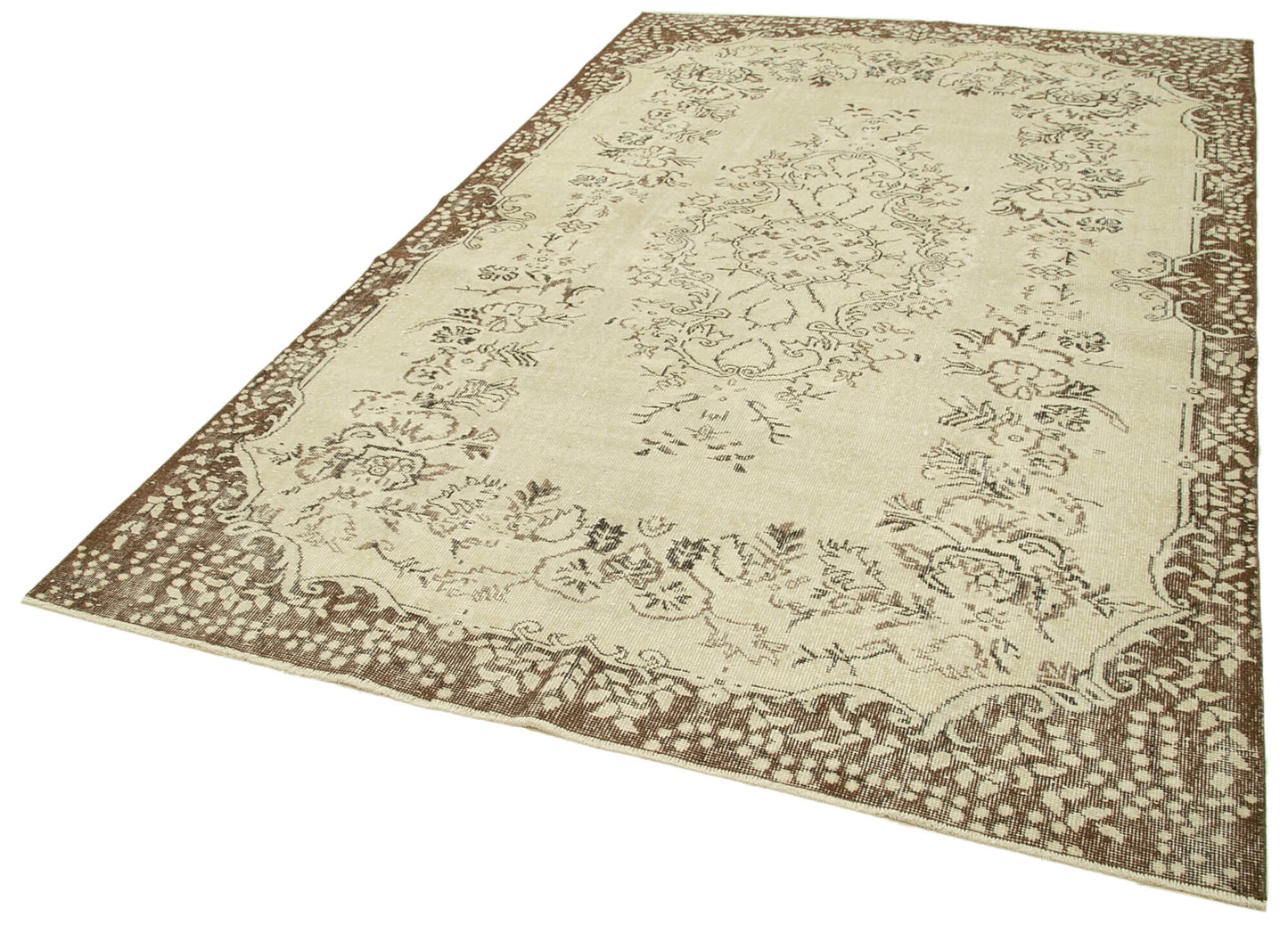 6x10 Beige Turkish Vintage Area Rug - 39294