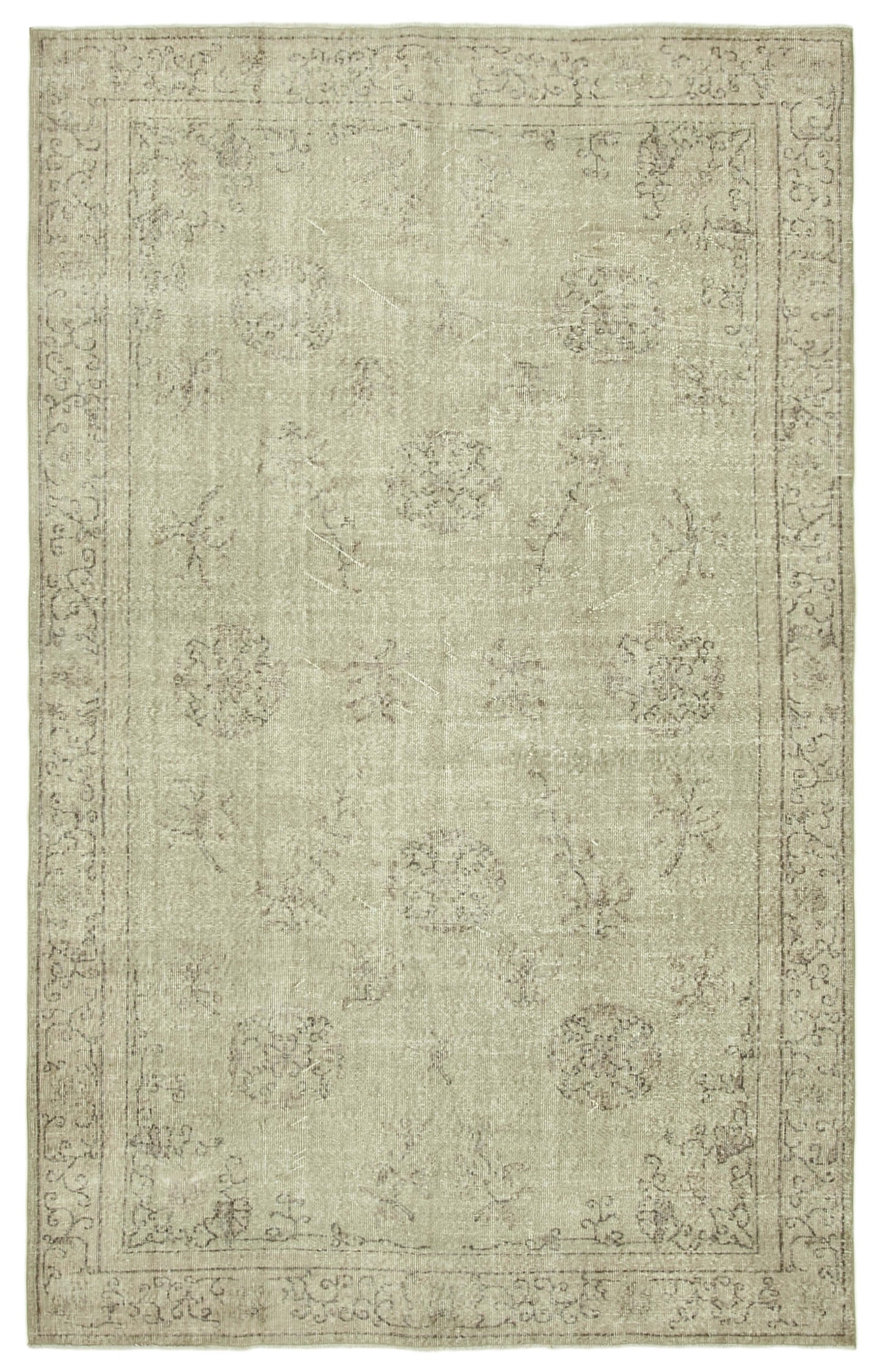 6x10 Beige Turkish Vintage Area Rug - 39298