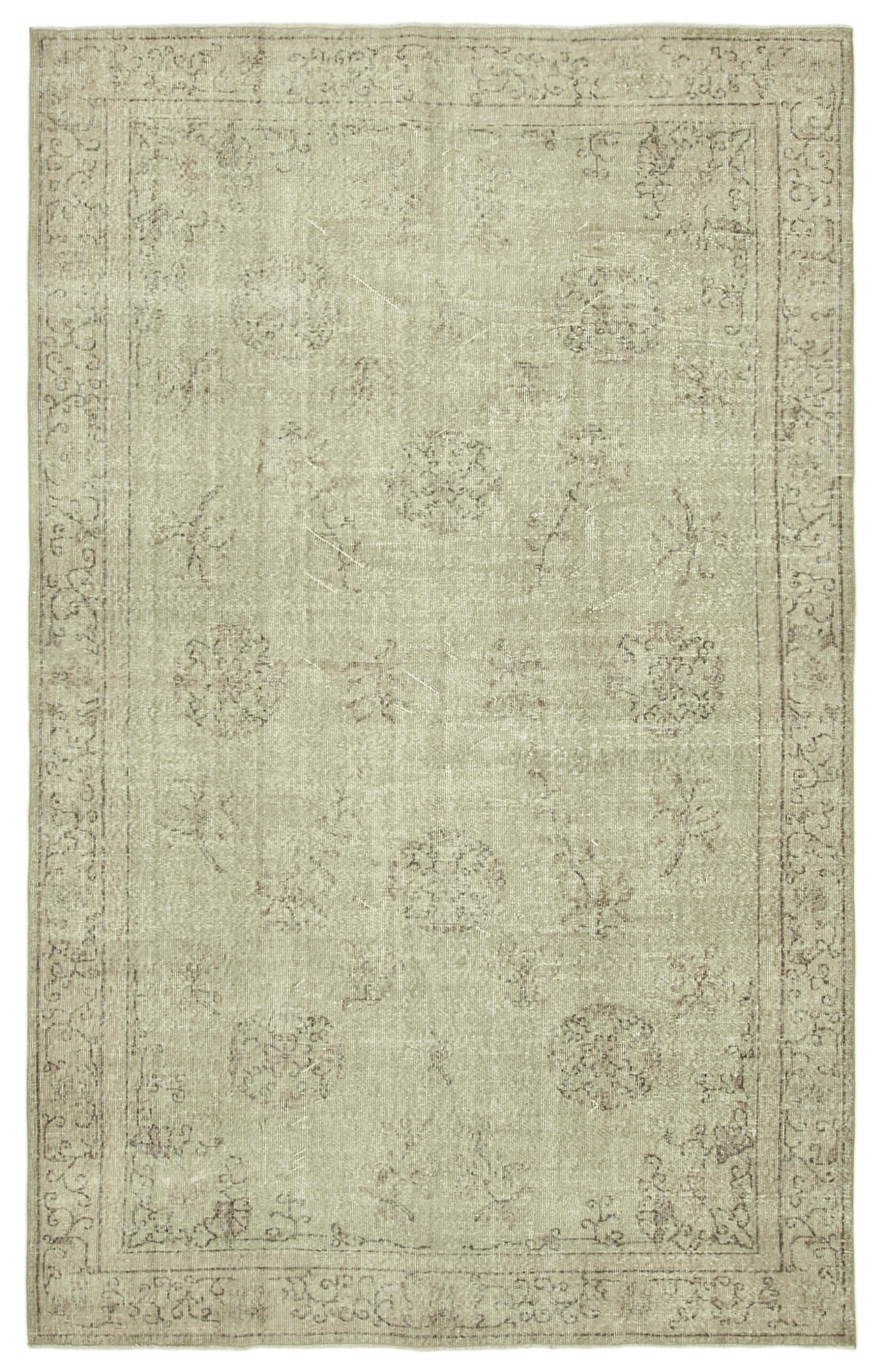 6x10 Beige Turkish Vintage Area Rug - 39298