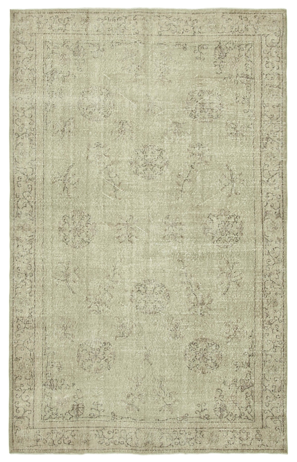 6x10 Beige Turkish Vintage Area Rug - 39298
