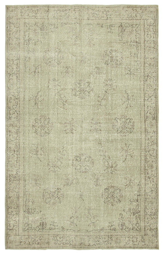 6x10 Beige Turkish Vintage Area Rug - 39298