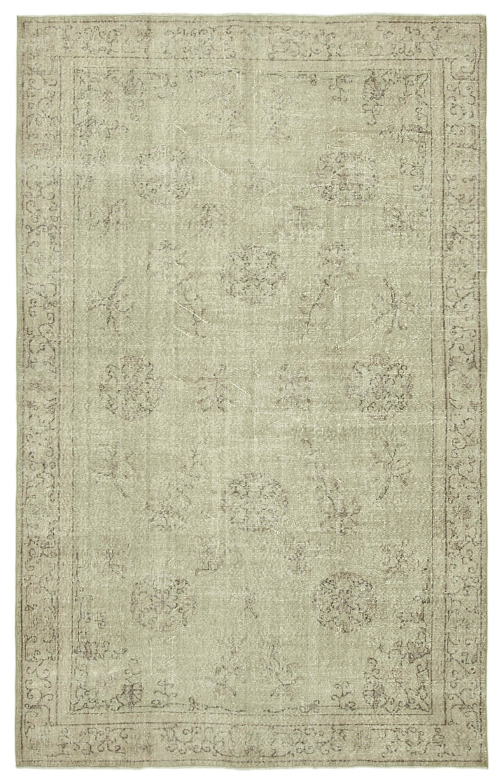 6x10 Beige Turkish Vintage Area Rug - 39298