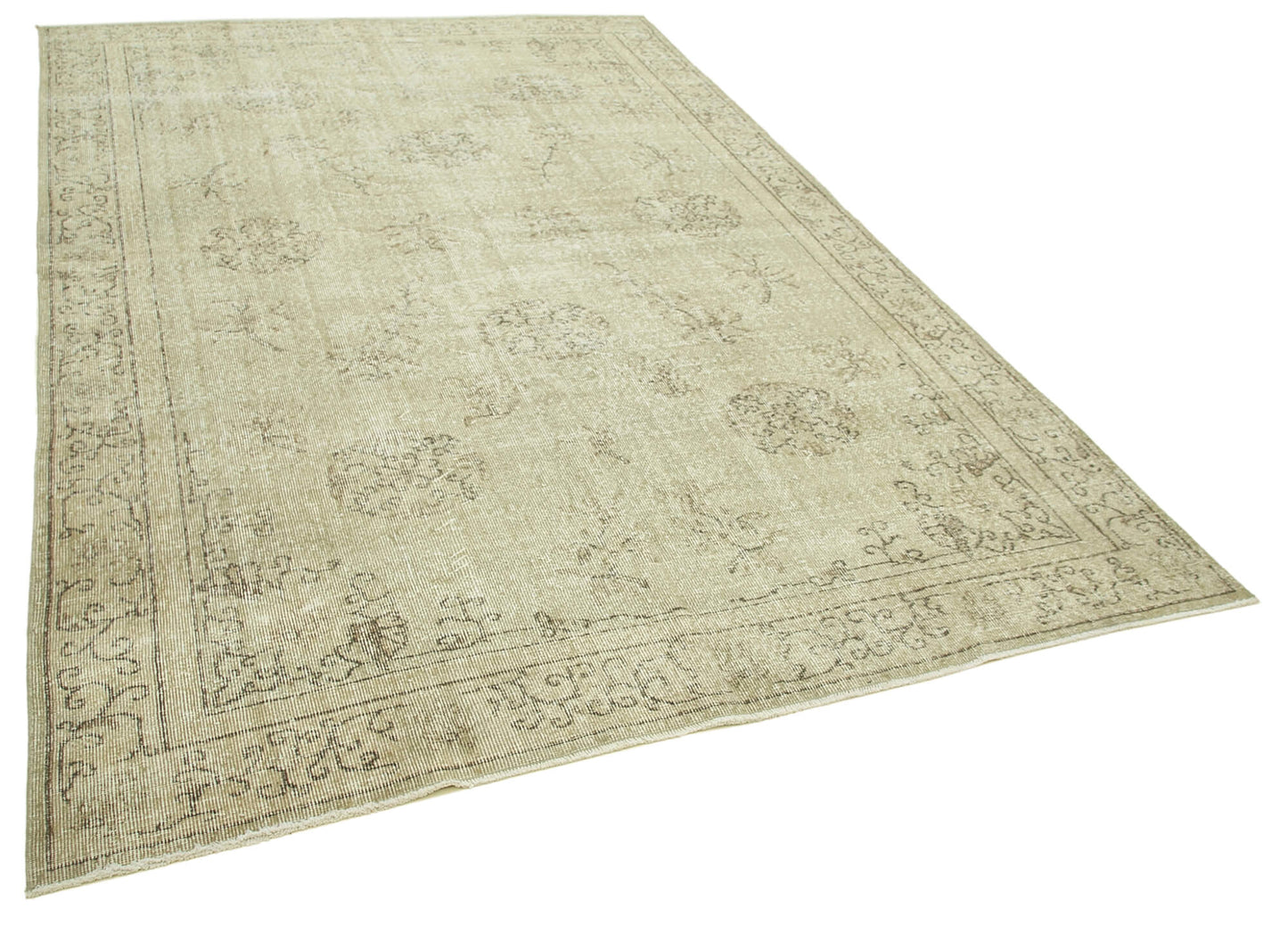6x10 Beige Turkish Vintage Area Rug - 39298